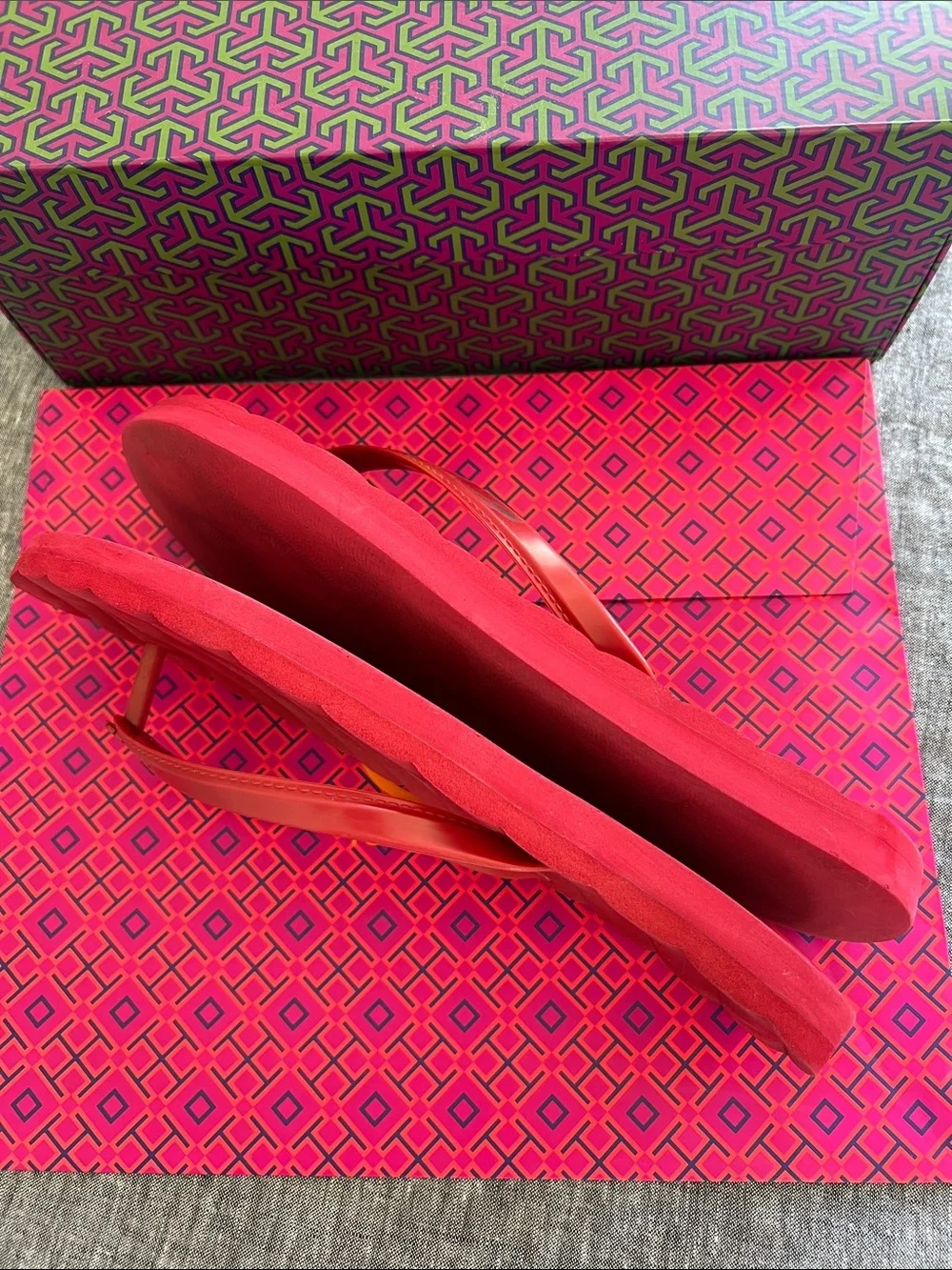 Tory Burch Kira Red Quilted Flip-Flop Sandals